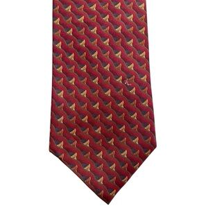 JZ Richards Nordstrom Luxury Tie Red Geometric Print Hand Made Silk Necktie USA